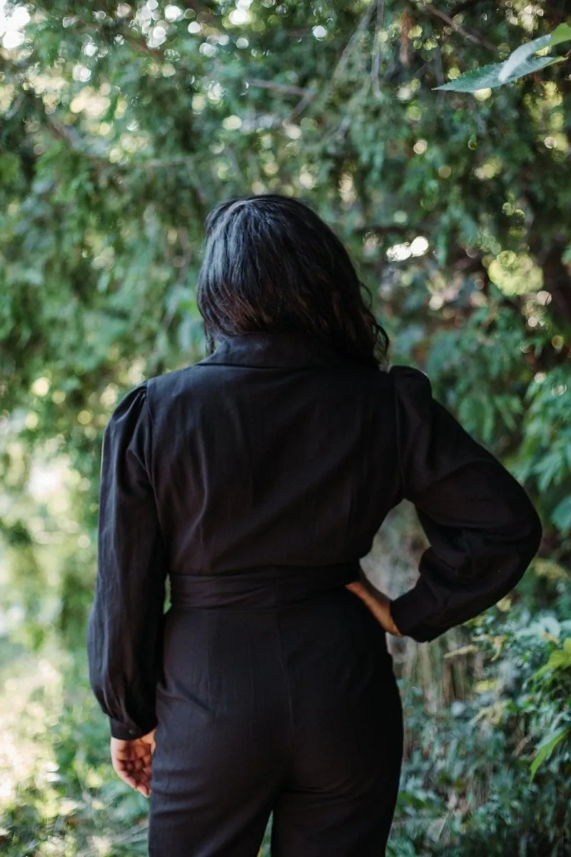 Vintage Victoire Smanatha Pleet Divination Jumpsuit - Black - 12