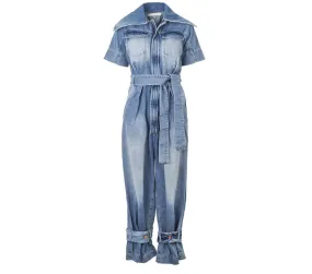 VINTAGE WASH DENIM JUMPSUIT