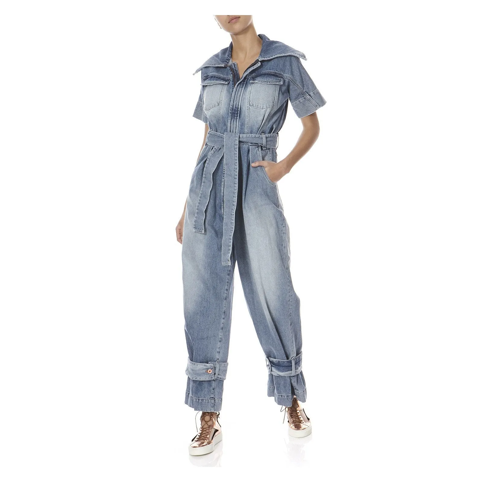 VINTAGE WASH DENIM JUMPSUIT